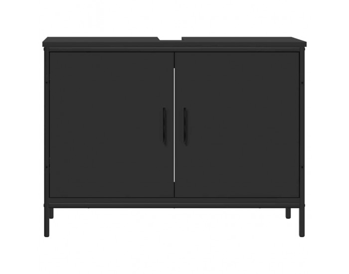 Sonata H Шкаф за мивка за баня, черен, 80x30x60 см, инженерно дърво