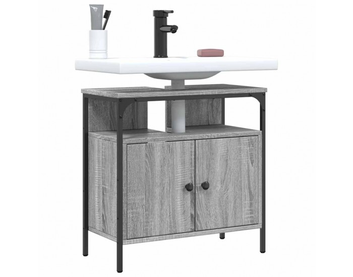 Sonata H Шкаф за мивка за баня, сив сонома, 60x30x60 см, инженерно дърво
