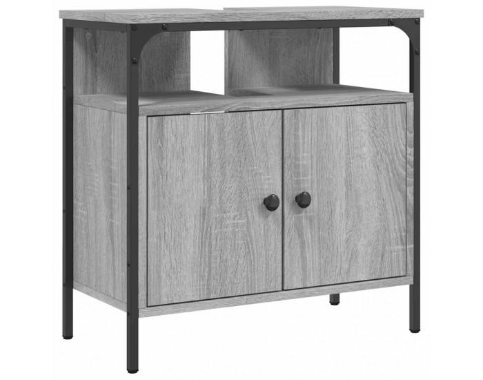 Sonata H Шкаф за мивка за баня, сив сонома, 60x30x60 см, инженерно дърво