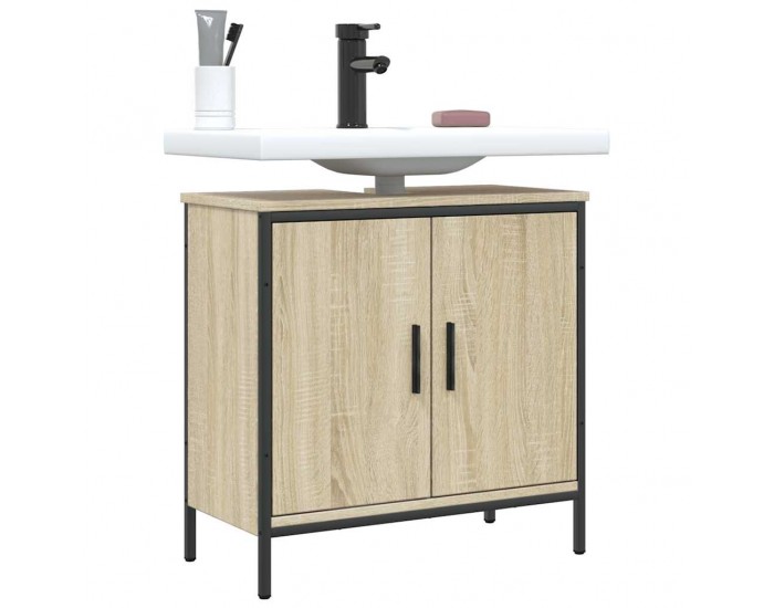 Sonata H Шкаф за мивка за баня, дъб сонома, 60x30x60 см, инженерно дърво