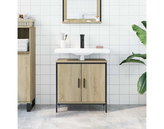 Sonata H Шкаф за мивка за баня, дъб сонома, 60x30x60 см, инженерно дърво