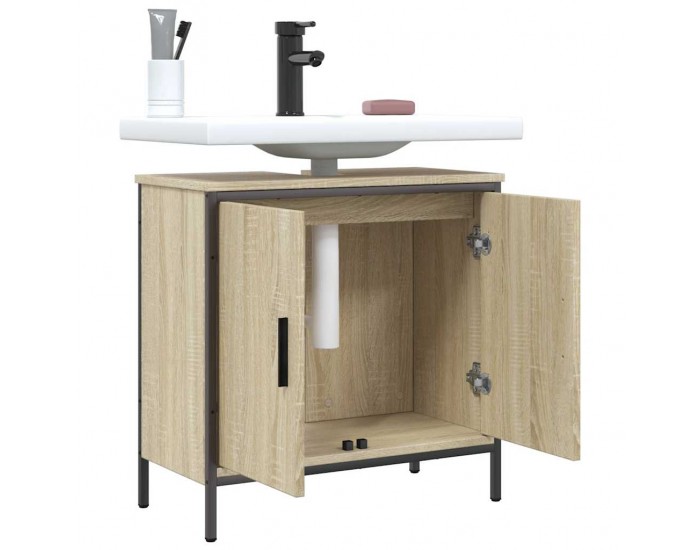 Sonata H Шкаф за мивка за баня, дъб сонома, 60x30x60 см, инженерно дърво