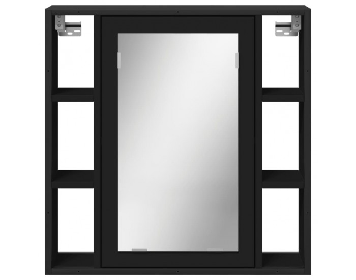 Sonata H Шкаф за баня с огледало, черен, 60x16x60 см, инженерно дърво