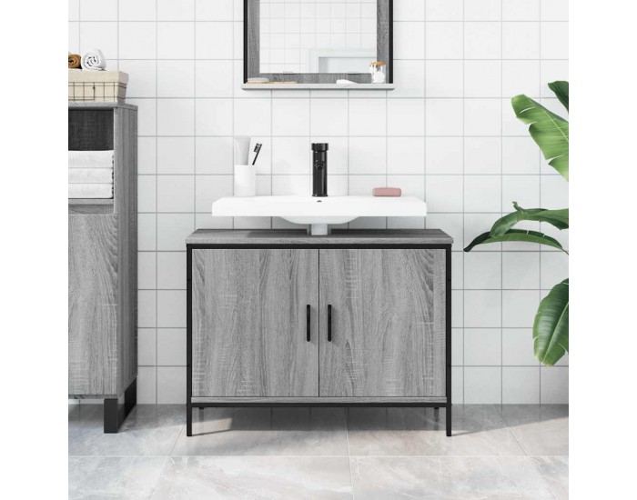 Sonata H Шкаф за мивка, сив сонома, 80x30x60 см, инженерно дърво