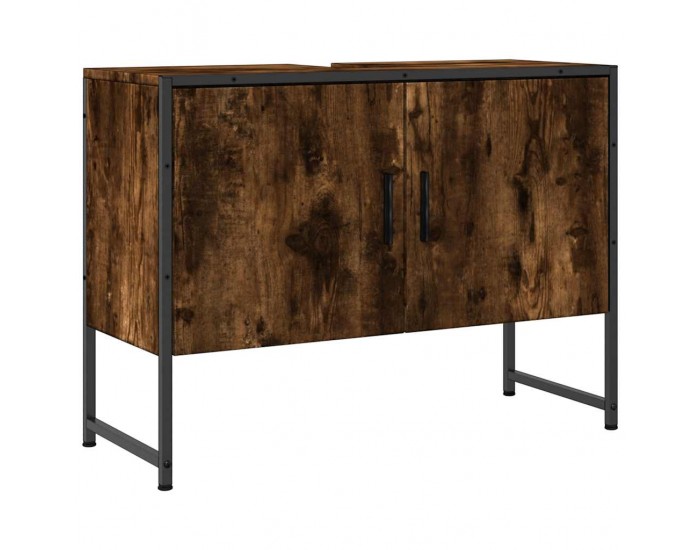 Sonata H Шкаф за мивка за баня, опушен дъб, 80x33x60 см, инженерно дърво