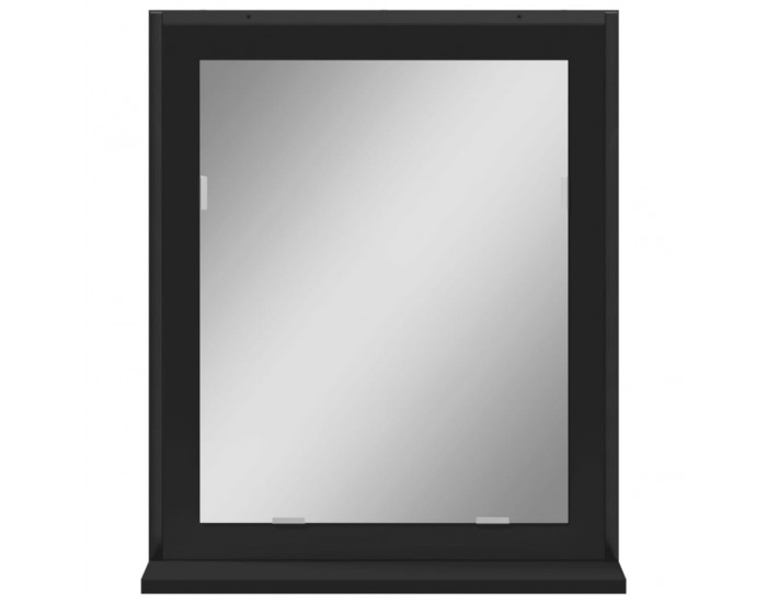 Sonata H Огледало за баня с рафт, черно, 50x12x60 см, инженерно дърво