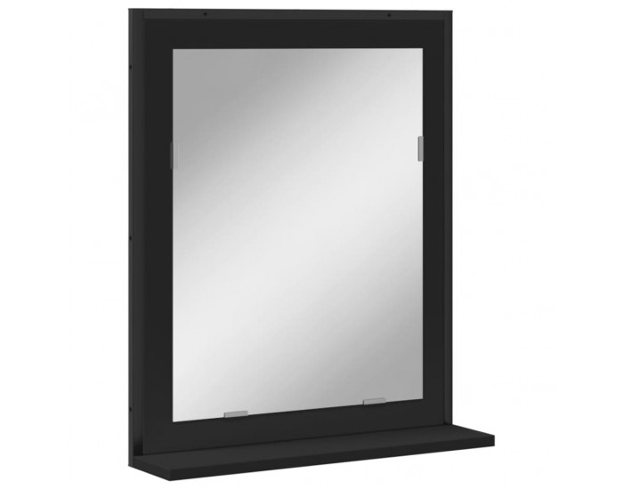 Sonata H Огледало за баня с рафт, черно, 50x12x60 см, инженерно дърво