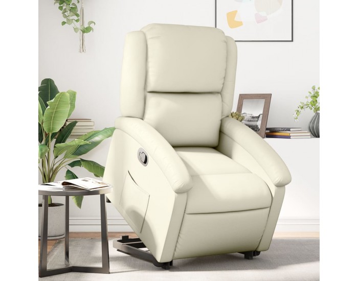 Sonata H Изправящ реклайнер стол, кремав, изкуствена кожа