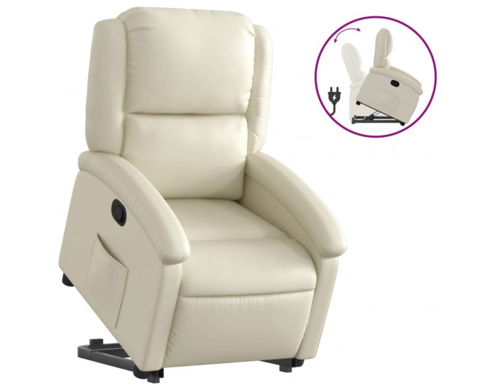 Sonata H Изправящ реклайнер стол, кремав, изкуствена кожа