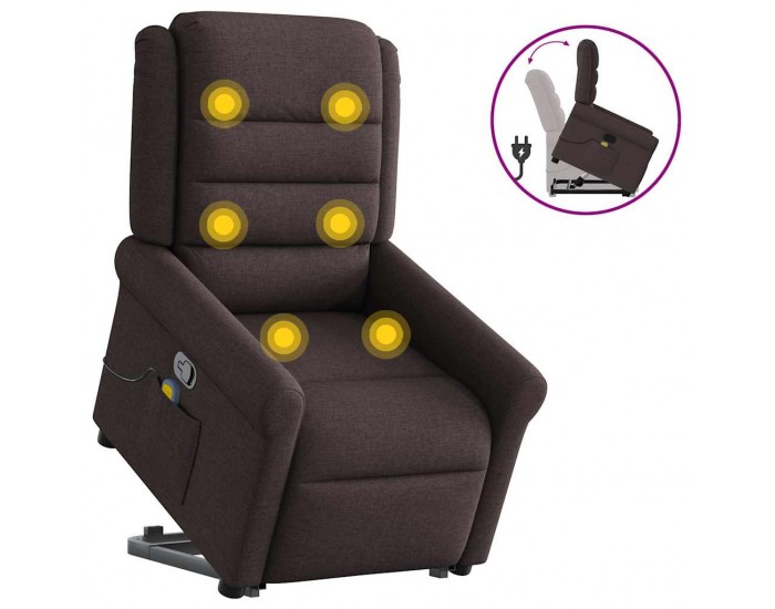 Sonata H Изправящ масажен реклайнер стол, тъмнокафяв, текстил