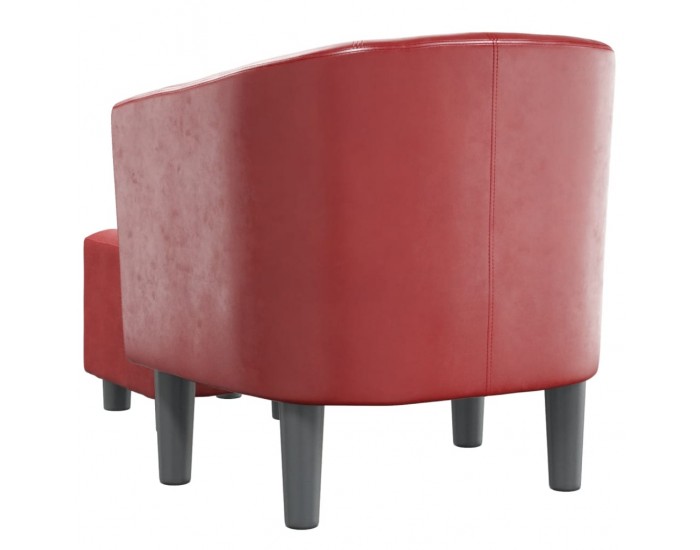 Sonata H Фотьойл с табуретка за крака, виненочервен, изкуствена кожа