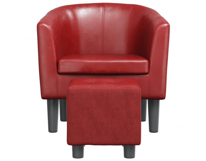 Sonata H Фотьойл с табуретка за крака, виненочервен, изкуствена кожа