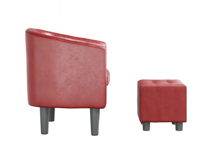 Sonata H Фотьойл с табуретка за крака, виненочервен, изкуствена кожа