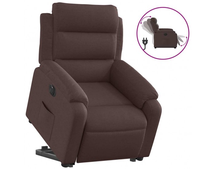 Sonata H Електрически изправящ реклайнер стол, тъмнокафяв, текстил