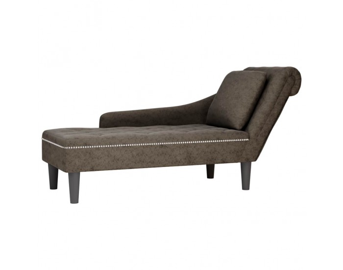 Sonata H Кушетка с възглавница и десен подлакътник сив изкуствена кожа