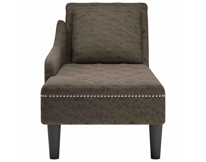 Sonata H Кушетка с възглавница и десен подлакътник сив изкуствена кожа