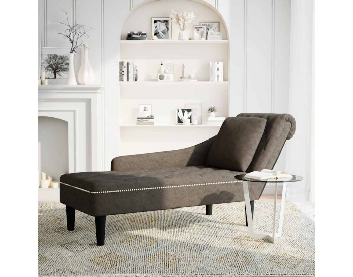 Sonata H Кушетка с възглавница и десен подлакътник сив изкуствена кожа