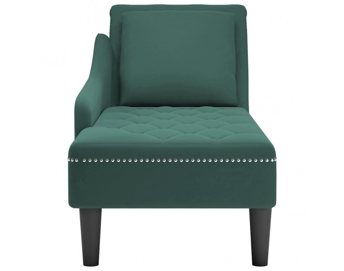 Sonata H Кушетка с възглавница и десен подлакътник, тъмнозелен, кадифе