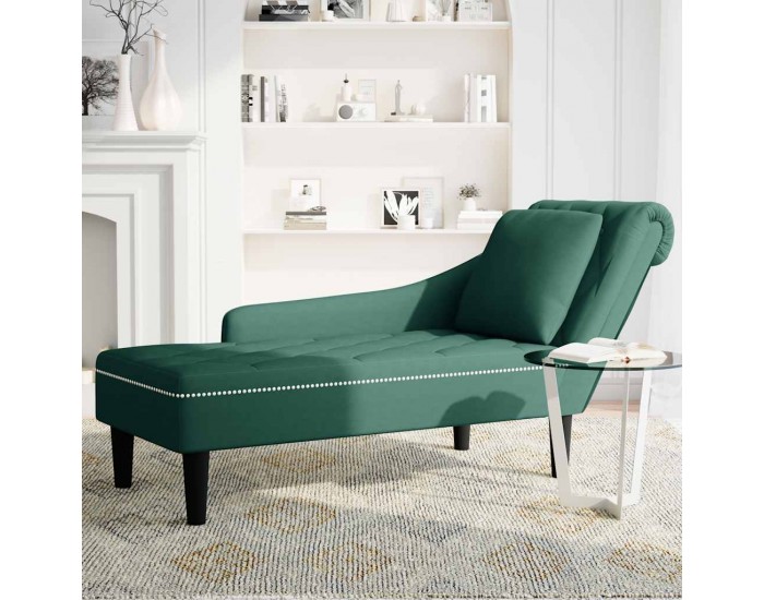 Sonata H Кушетка с възглавница и десен подлакътник, тъмнозелен, кадифе