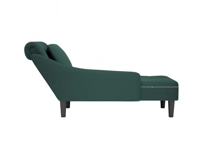 Sonata H Кушетка с възглавница и десен подлакътник, тъмнозелен, кадифе