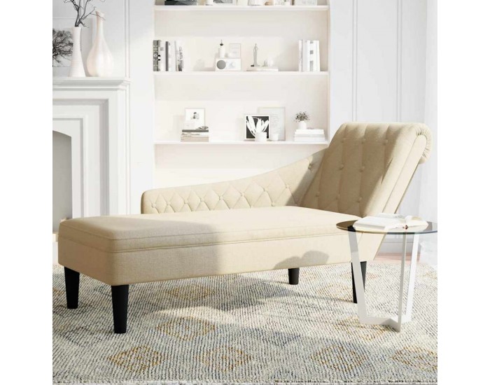 Sonata H Кушетка с възглавница и десен подлакътник, кремав, текстил