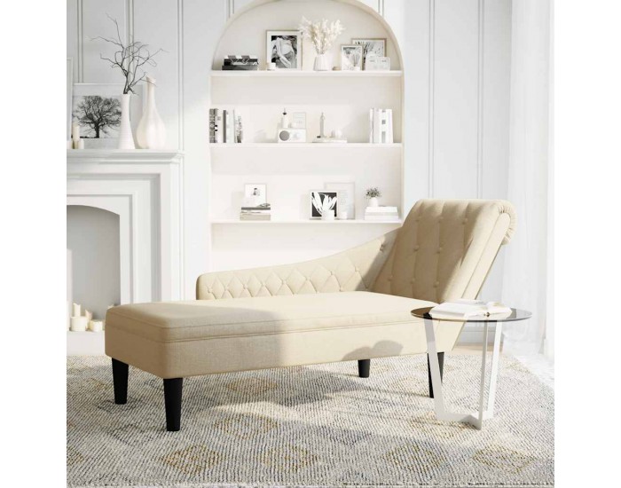 Sonata H Кушетка с възглавница и десен подлакътник, кремав, текстил