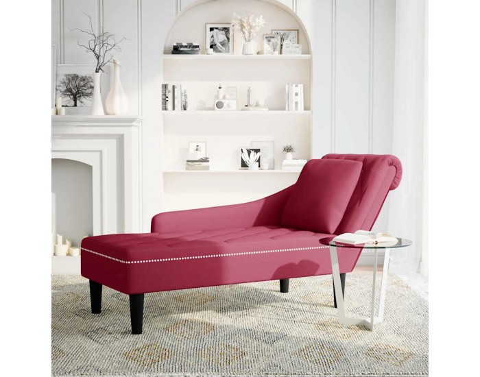 Sonata H Кушетка с възглавница и десен подлакътник, виненочервен, кадифе