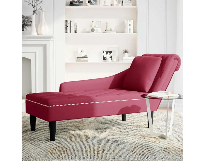 Sonata H Кушетка с възглавница и десен подлакътник, виненочервен, кадифе
