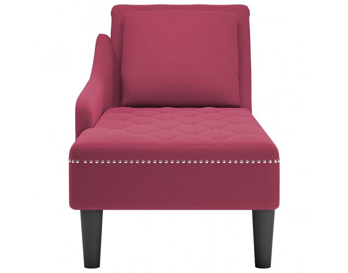 Sonata H Кушетка с възглавница и десен подлакътник, виненочервен, кадифе
