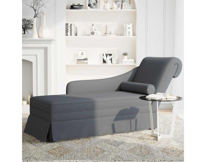 Sonata H Кушетка с болстер и десен подлакътник, тъмносив, кадифе