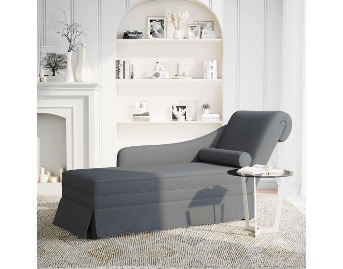 Sonata H Кушетка с болстер и десен подлакътник, тъмносив, кадифе