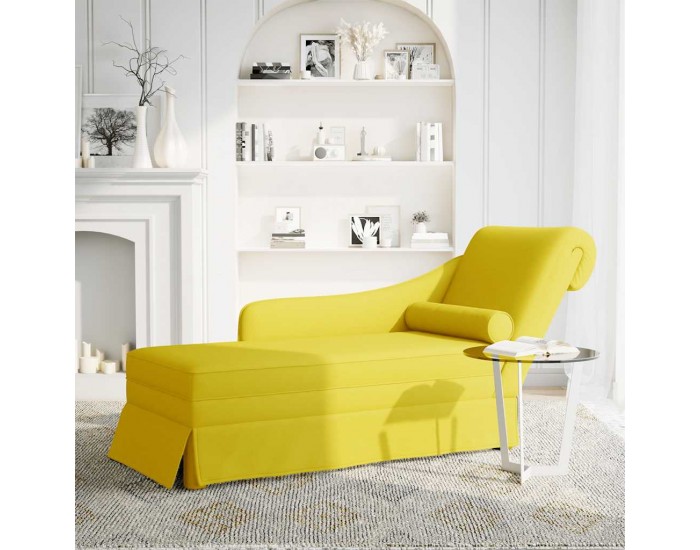 Sonata H Кушетка с болстер и десен подлакътник, жълт, кадифе