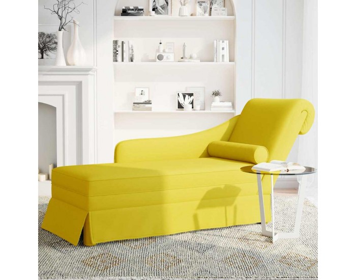 Sonata H Кушетка с болстер и десен подлакътник, жълт, кадифе