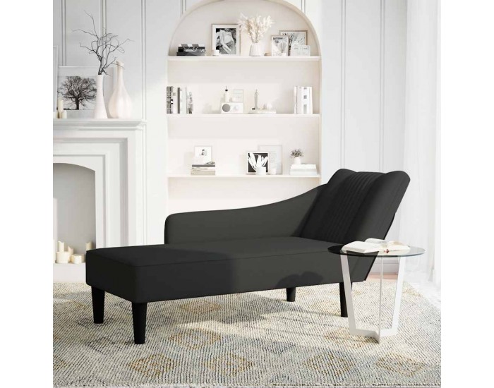 Sonata H Кушетка с десен подлакътник, черен, кадифе