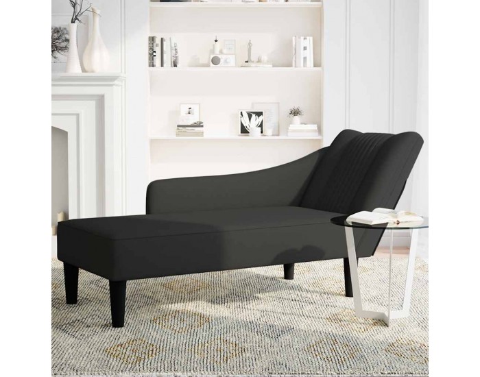 Sonata H Кушетка с десен подлакътник, черен, кадифе