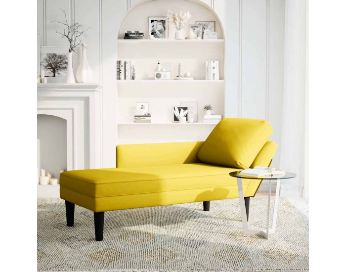 Sonata H Кушетка с възглавница и десен подлакътник, жълт, кадифе