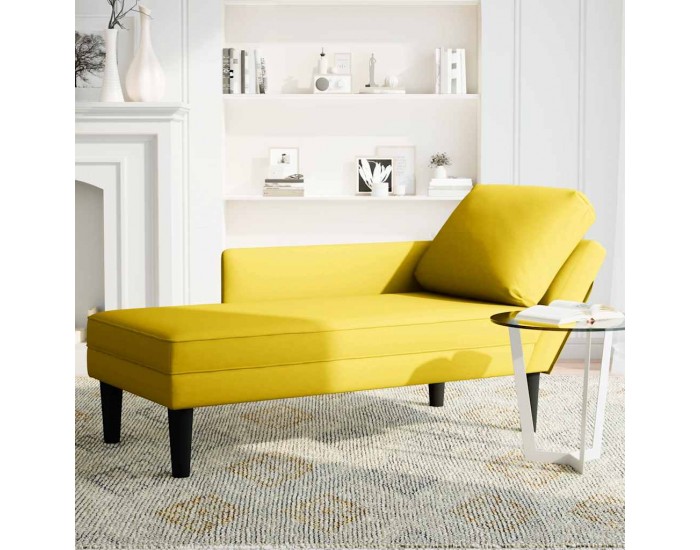 Sonata H Кушетка с възглавница и десен подлакътник, жълт, кадифе