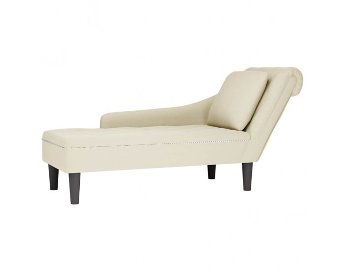 Sonata H Кушетка с възглавница и десен подлакътник, кремав, кадифе