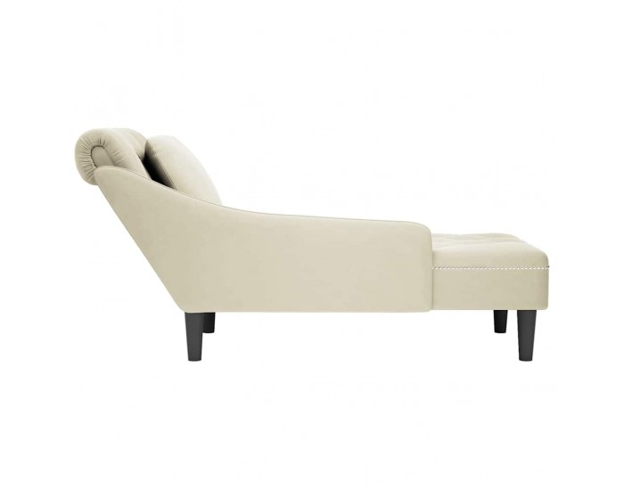 Sonata H Кушетка с възглавница и десен подлакътник, кремав, кадифе