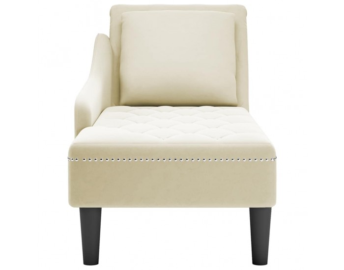 Sonata H Кушетка с възглавница и десен подлакътник, кремав, кадифе