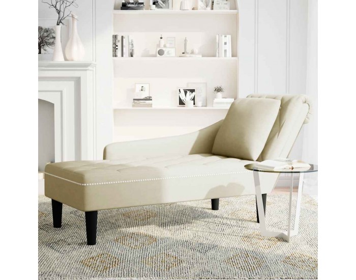 Sonata H Кушетка с възглавница и десен подлакътник, кремав, кадифе