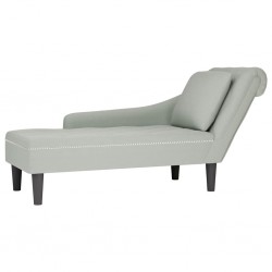 Sonata H Кушетка с възглавница и десен подлакътник, светлосив, кадифе - Табуретки