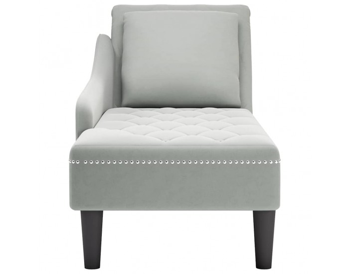 Sonata H Кушетка с възглавница и десен подлакътник, светлосив, кадифе