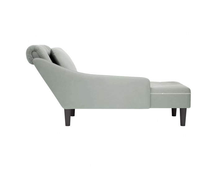 Sonata H Кушетка с възглавница и десен подлакътник, светлосив, кадифе