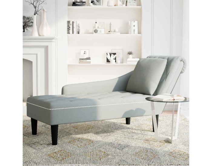 Sonata H Кушетка с възглавница и десен подлакътник, светлосив, кадифе