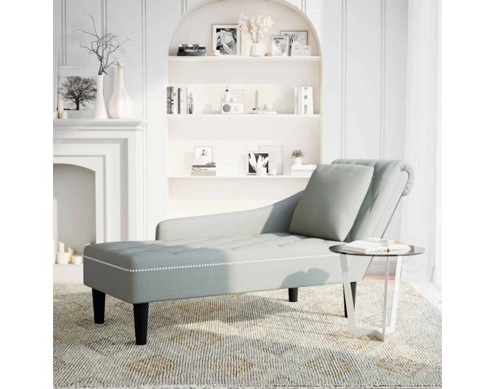 Sonata H Кушетка с възглавница и десен подлакътник, светлосив, кадифе