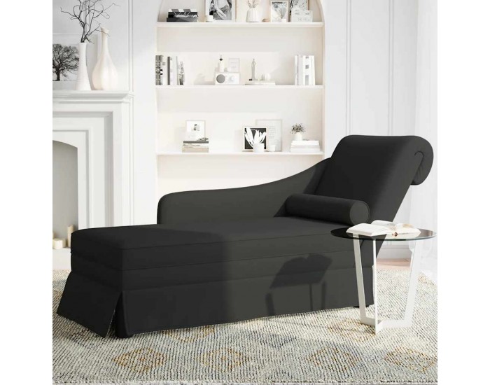 Sonata H Кушетка с болстер и десен подлакътник, черен, кадифе