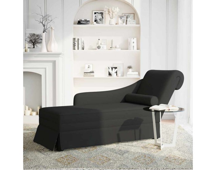 Sonata H Кушетка с болстер и десен подлакътник, черен, кадифе