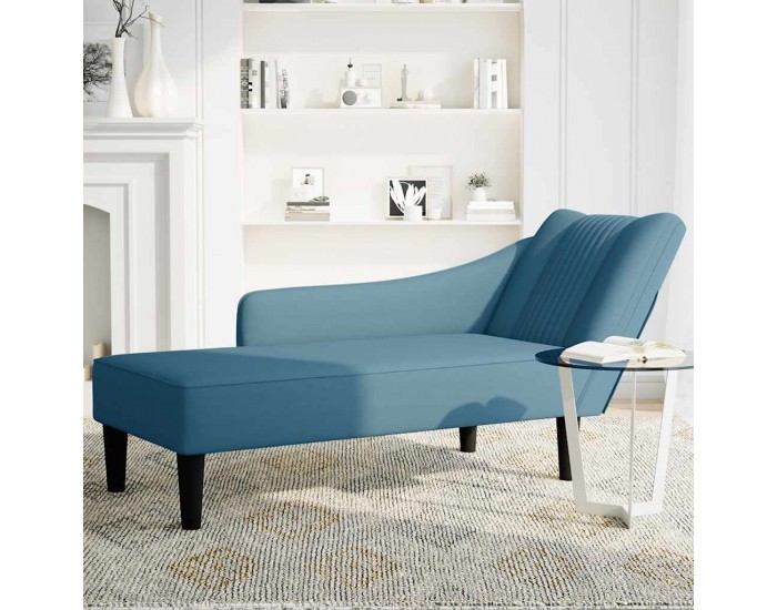 Sonata H Кушетка с десен подлакътник, син, кадифе