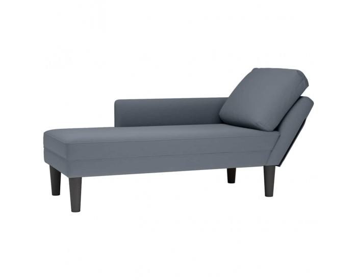 Sonata H Кушетка с възглавница и десен подлакътник, тъмносив, кадифе